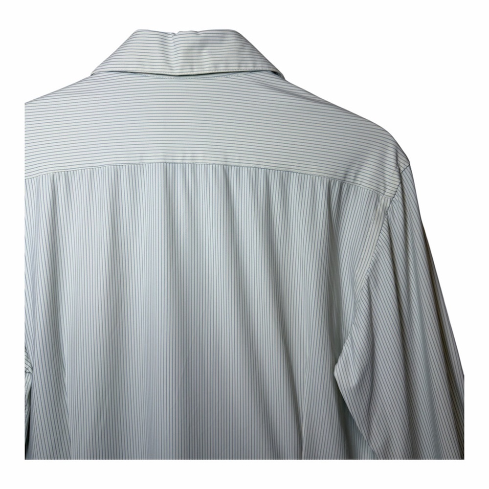 Giorgio Armani Striped Dress Shirt Blue White 42 16.5 Long Sleeve Button Down - Picture 4 of 14